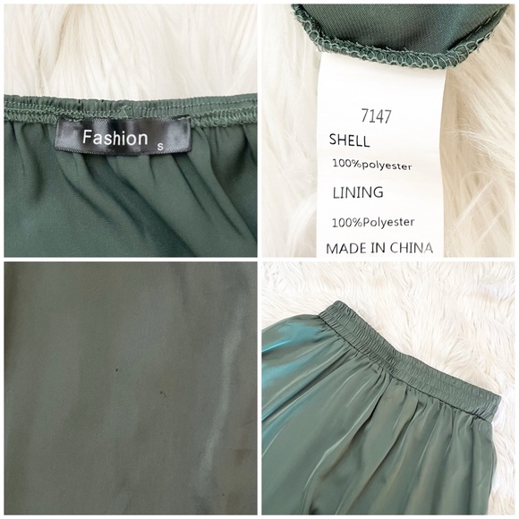 Satin Puff Sleeve Off The Shoulder Top+ Skirt Set S - Picture 8 of 8